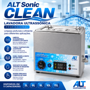 LAVADORA ULTRASSÔNICA ALT SONIC CLEAN – 3L, 6L, 9L, 10L E 15L